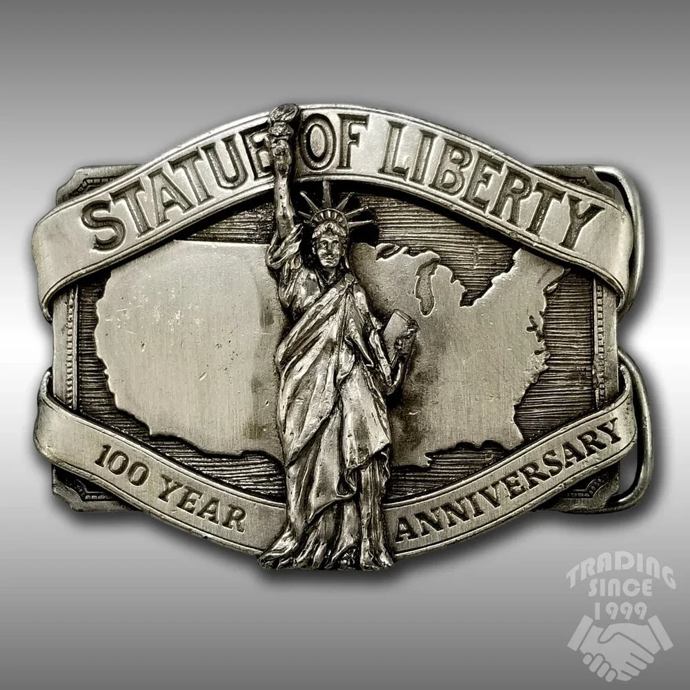 1984 Statue of Liberty Belt Buckle –100 Year Anniversary USA with Built-In Stand
